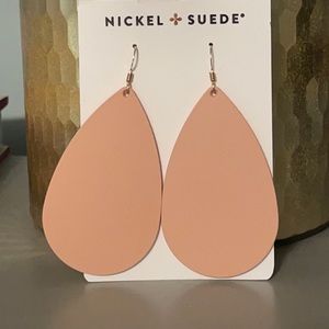 Nickel & Suede Pink Clay Teardrops (Medium)